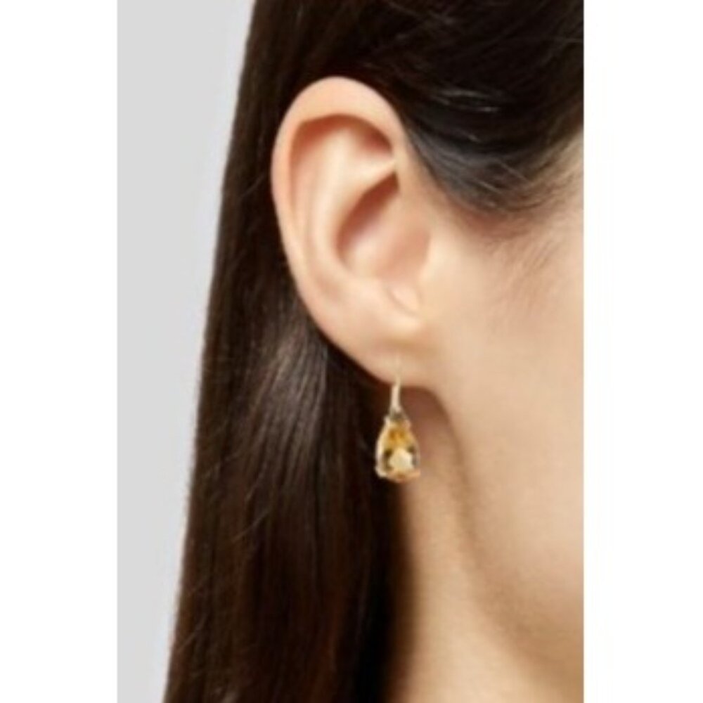 Gump's Signed 14K 4.70ctw Citrine Drop Earrings Yellow Gold Featuring Pear Cut - Picture 2 of 5